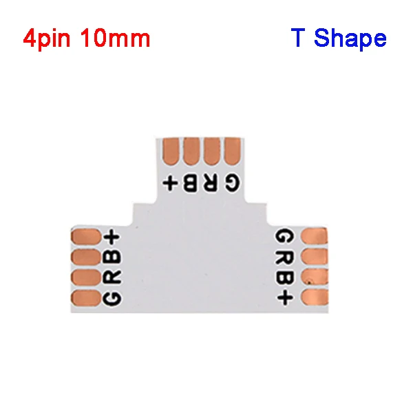 5 шт. 2Pin 3Pin 4Pin 5pin светодиодный разъем 8 мм 10 мм 12 мм L/T/X форма FPC Сварка адаптер используется для 3528 2812 5050 RGB светильник полосы - Цвет: 4pin T 10mm
