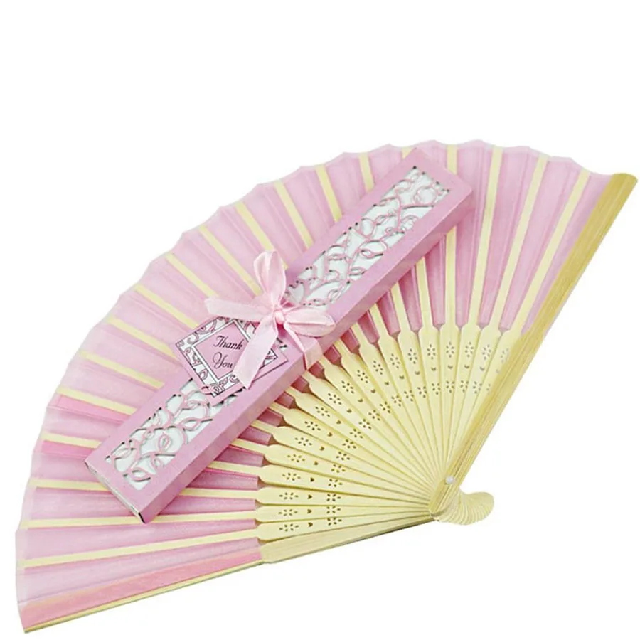 100pcs Folding Hand Silk Wedding Fan Box Personalized Wedding Favor