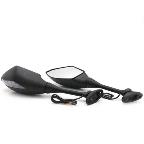  Pair Motorcycle Rear View Side Mirrors LED Amber Turn Signals Light Indicator Mirrors For Suzuki GS - 32853574404