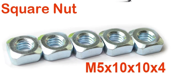

500pcs/lot Steel with zinc m5*10 thin Square Nut M5*10*10*4