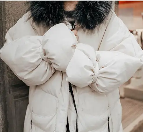 Женское зимнее длинное пальто с хлопковой подкладкой, Женская куртка из искусственного меха с капюшоном и воротником, парки для девушек, плотное теплое пальто, верхняя одежда V152