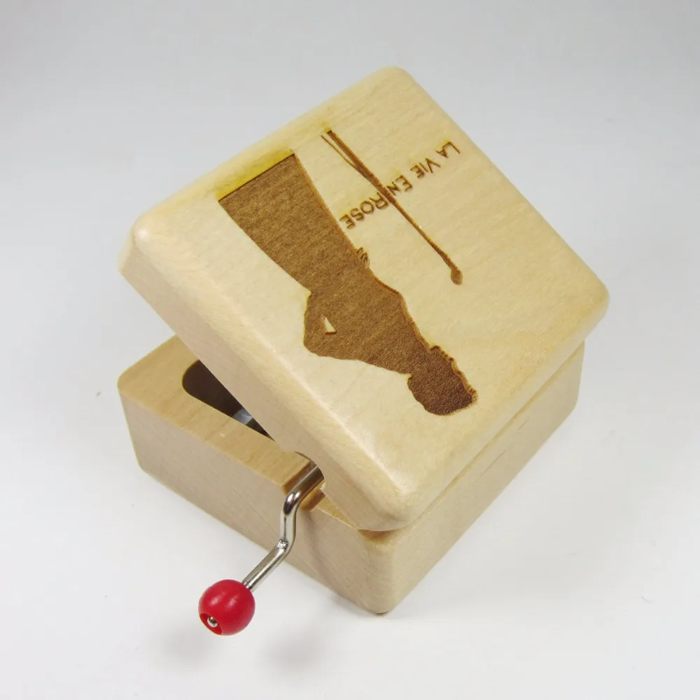 Handmade Smilelife Wooden Music Box La vie en Rose Brand Gift Birthday Wedding New Year Christmas