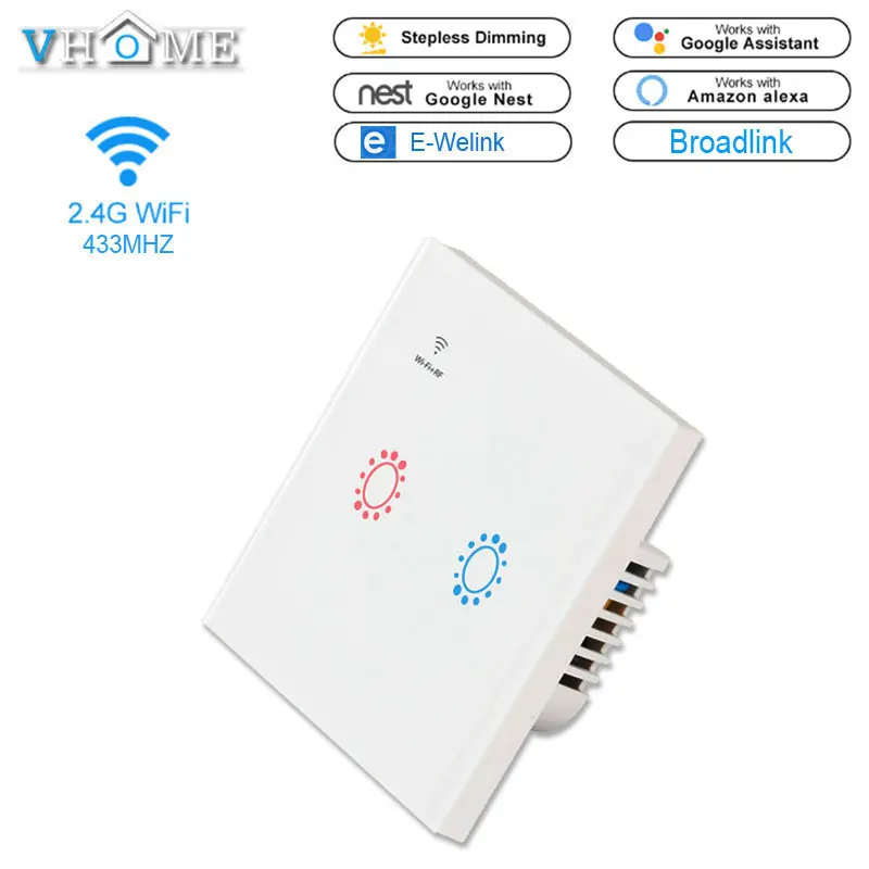 

Ewelink Wifi Light Wall Switch,Wifi+RF 433MHZ Remote Control Smart Switches,Touch Switch For Smart House EU Standard