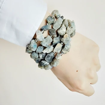 

Lily Jewelry Labradorite Raw Stone Crystal 5 rows OT Clasp Bracelet Bohemia Style Jewelry Drop shipping