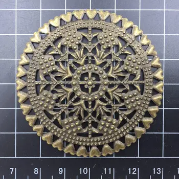 

10Pcs Decoration Bag Ornament DIY Connectors Round Hearts Filigree Wraps Pattern Flower Hollow Findings 6cm