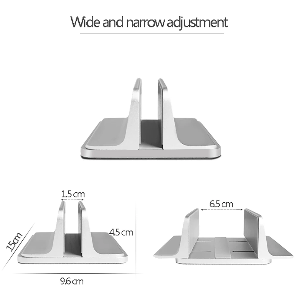 Aluminum Vertical Laptop Stand Thickness Adjustable Desktop NoteBooks Holder Erected Space-saving Stand for MacBook Air 13 / pro Aluminum Vertical Laptop Stand Thickness Adjustable Desktop NoteBooks Holder Erected Space-saving Stand for MacBook Air 13 / pro