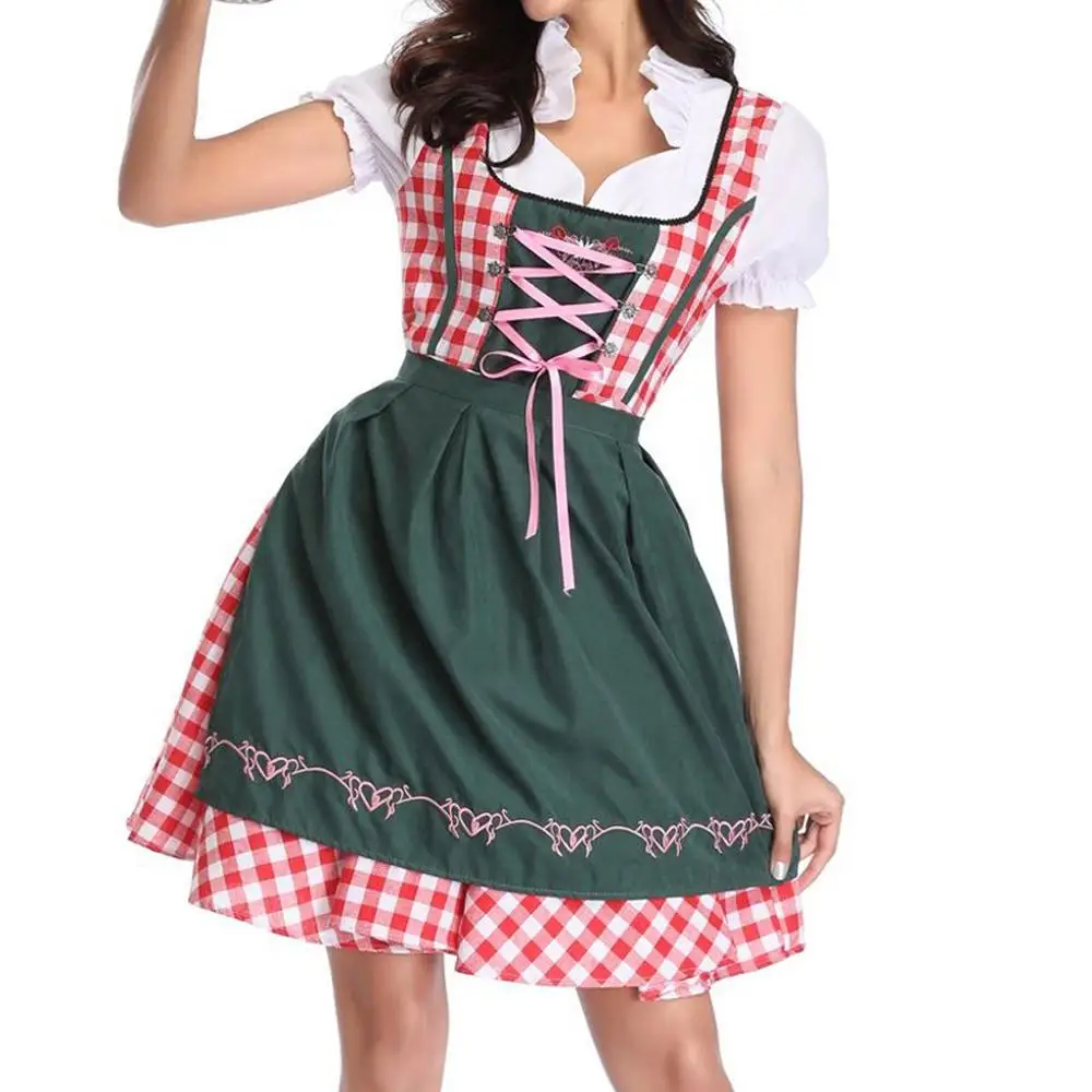 New Woman Dresses Germany Oktoberfest Carnival Fancy Costumes Beer Girl Cosplay Uniform Bavarian Dirndl Dress Vestidos AA5