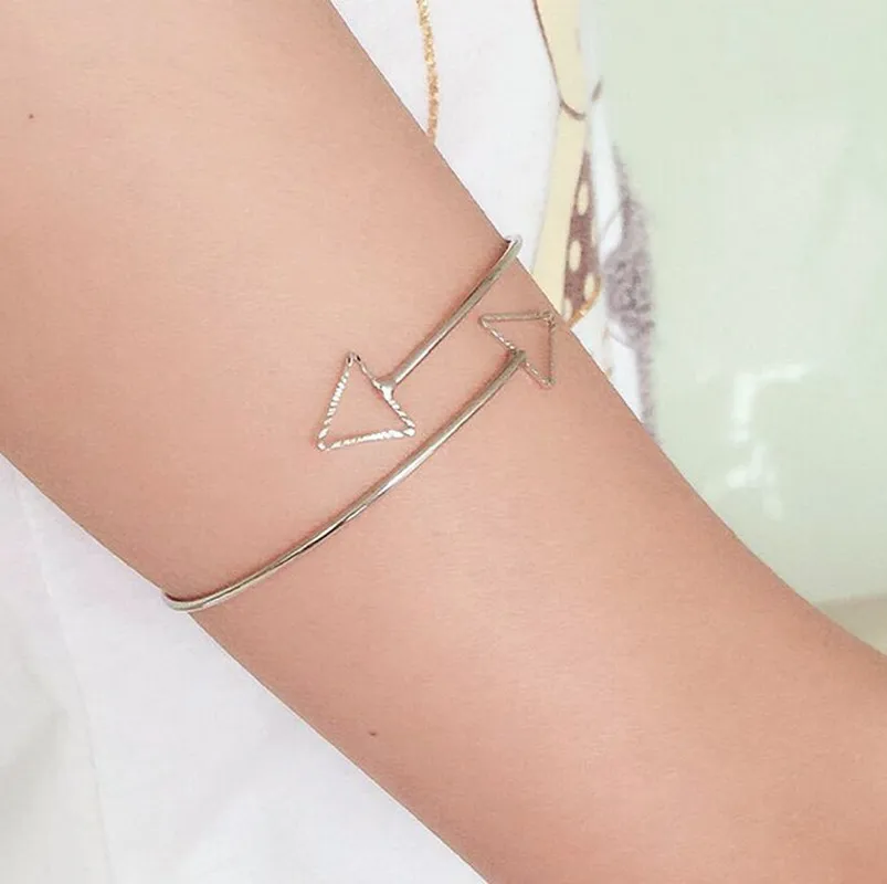 

2019 New Unisex Arrow Bracelets Gold Silver Color Open Adjustable Men Women Cuff Bracelet Brincos Pulseiras Bijoux wholesale