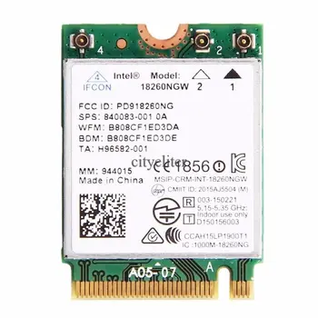

Card for Intel 18260 18260NGW 867Mbps Tri-Band Wireless-AC M.2 NGFF Wifi Card BT 4.1