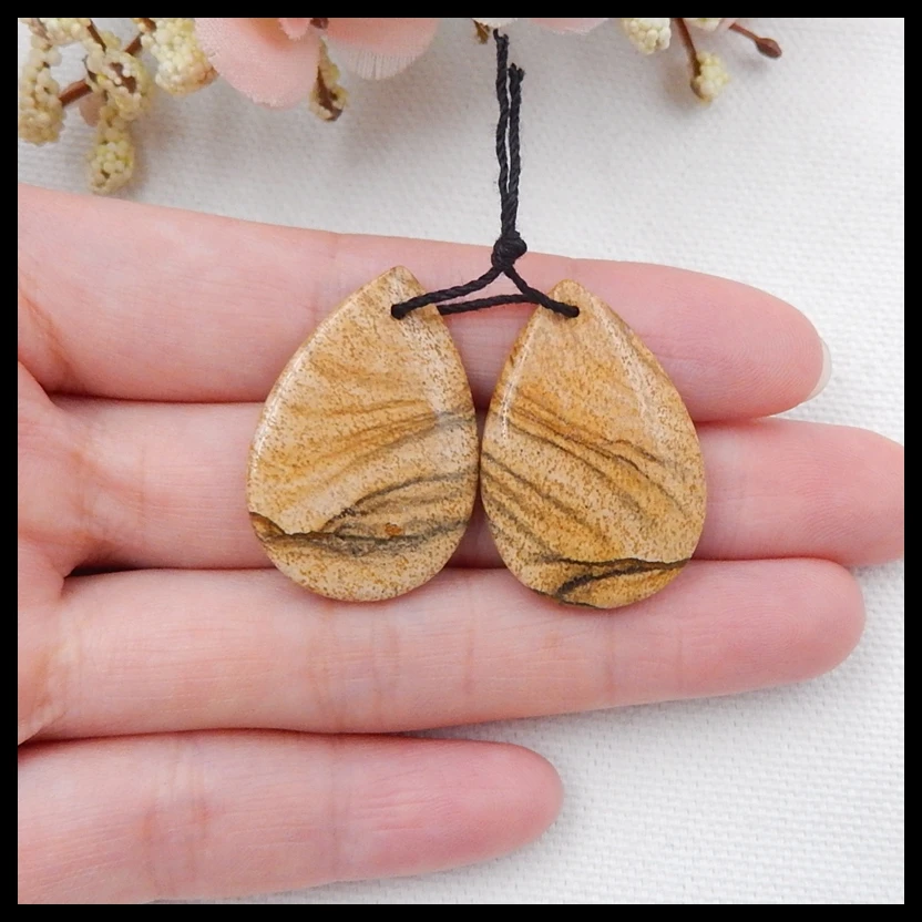 

Wholesale gemstone,Birthday gift,Natural Gemstone Picture Jasper Handmade DIY Supply Jewelry,30x21x5mm,8.6g