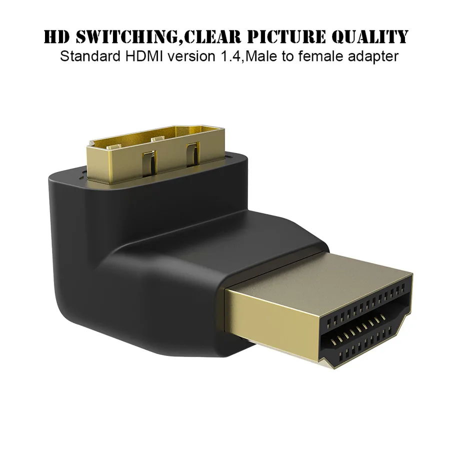 Robotsky HDMI Мужской к HDMI Женский Кабель адаптер Скрытый удлинитель 90 градусов под прямым углом для HD 1080P DHTV позолоченный штекер HDMI