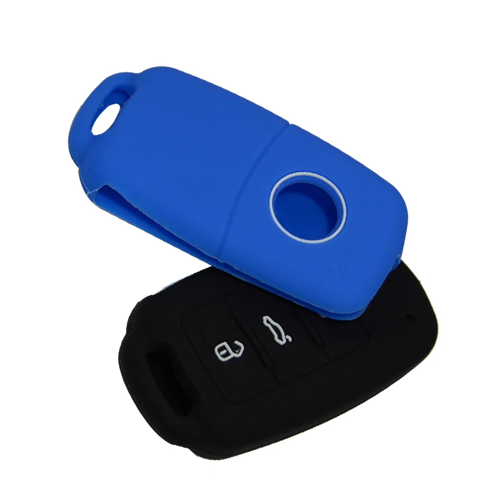 Silicone Rubber Car Key Cover Case For VW POLO Tiguan Passat B5 B6 B7 Golf 2017 3 Buttons Silica Gel Skin Protector Car-stying (5)