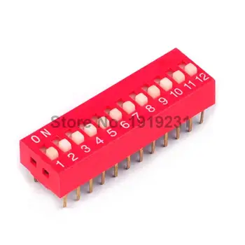 

100PCS 2.54mm 12Pin Flat Dial Switch Toggle Switch DIP Switch Red Snap Switch