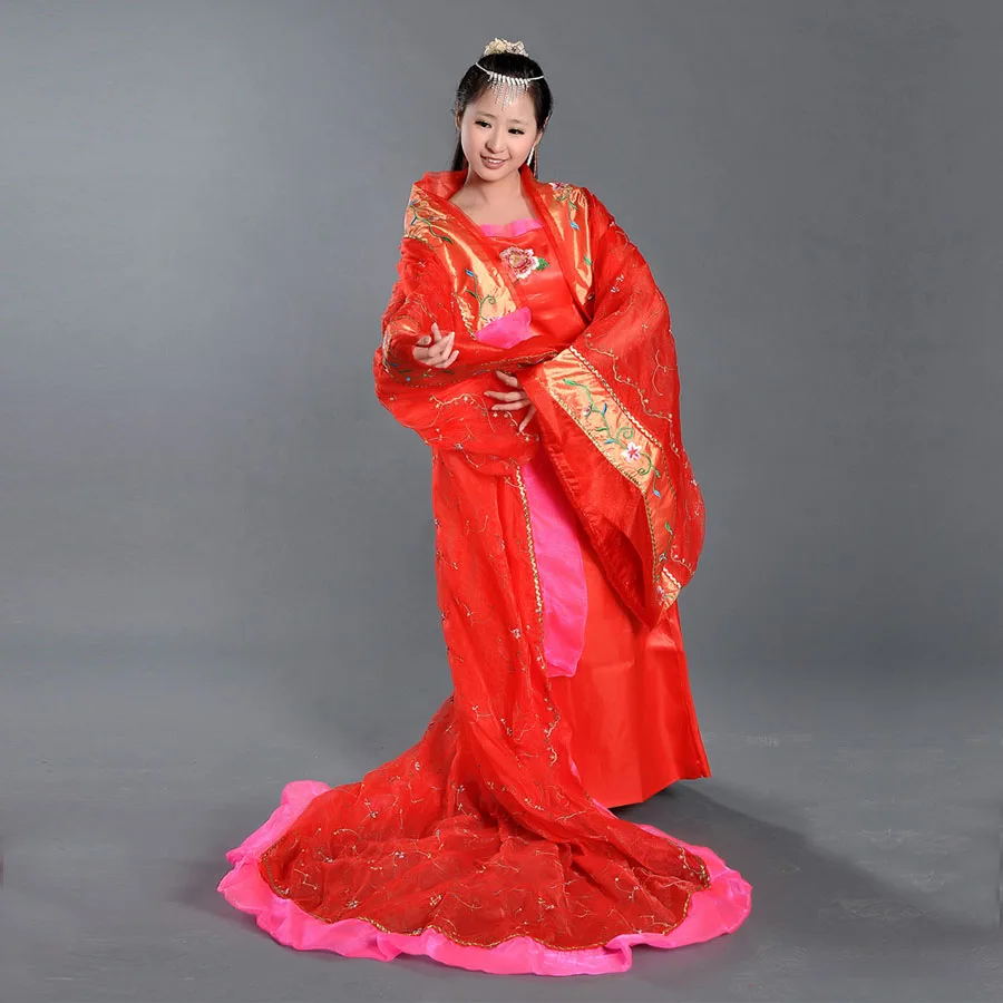 

2018 New Chinese Ancient Clothing Female Costume Tang Suit Hanfu Datang Train Clothes Fairy Costume Princess Costume