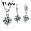 PATICO 925 Sterling Argent CZ Cristal Romantique Ensembles de Bijoux Pour Femmes Collier De Mariage Balancent Boucles D'oreilles Set 8 Options de Couleur ► Photo 3/6