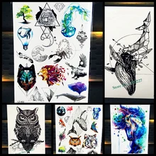 Nuevo Hermoso Diamante Flecha Peces Ballena Delfín Tatuaje Temporal A Prueba de agua 3D Tatoo Para Hombres Mujeres Body Art Tatuaje Falso Pegatinas