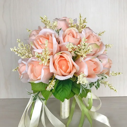 YO CHO Свадебные букеты шелковые розы Белый Розовый Свадебный букет для подружек невесты Искусственные цветы Свадебные принадлежности Свадебный декор - Цвет: Champagne Bouquet