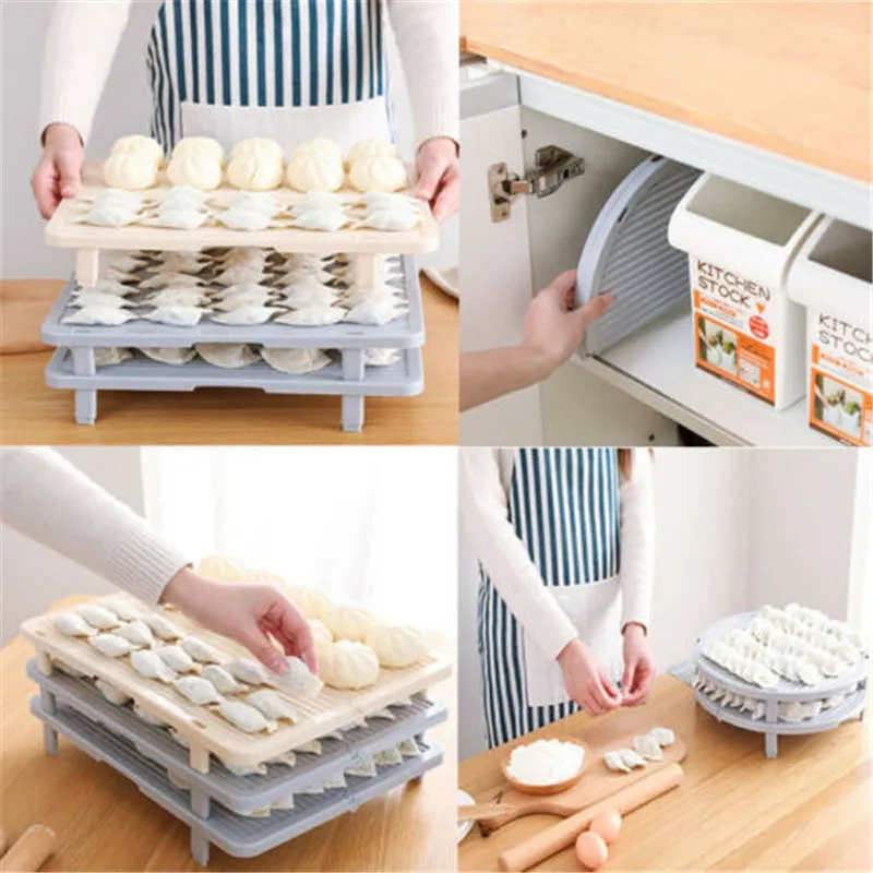 

Round Square Household Folding Dumplings Non-slip Single Layer Mat Cooking Pad Tray Kitchen Dumplings Storage Trays