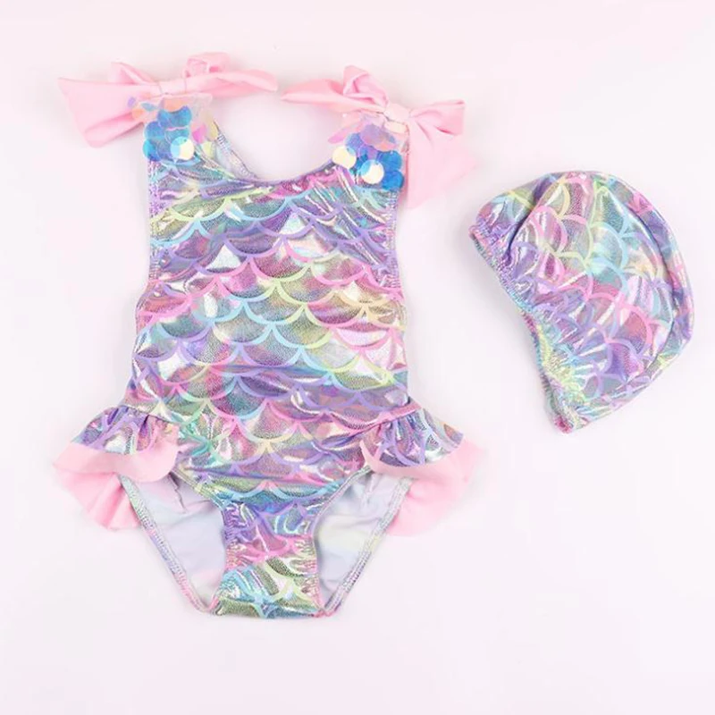 

Toddler Swimwear Polyester Three Pieces Swimsuit Girls Unicorn Infant Sun Protection Summer Kids Beach Swimwear Girls Kids