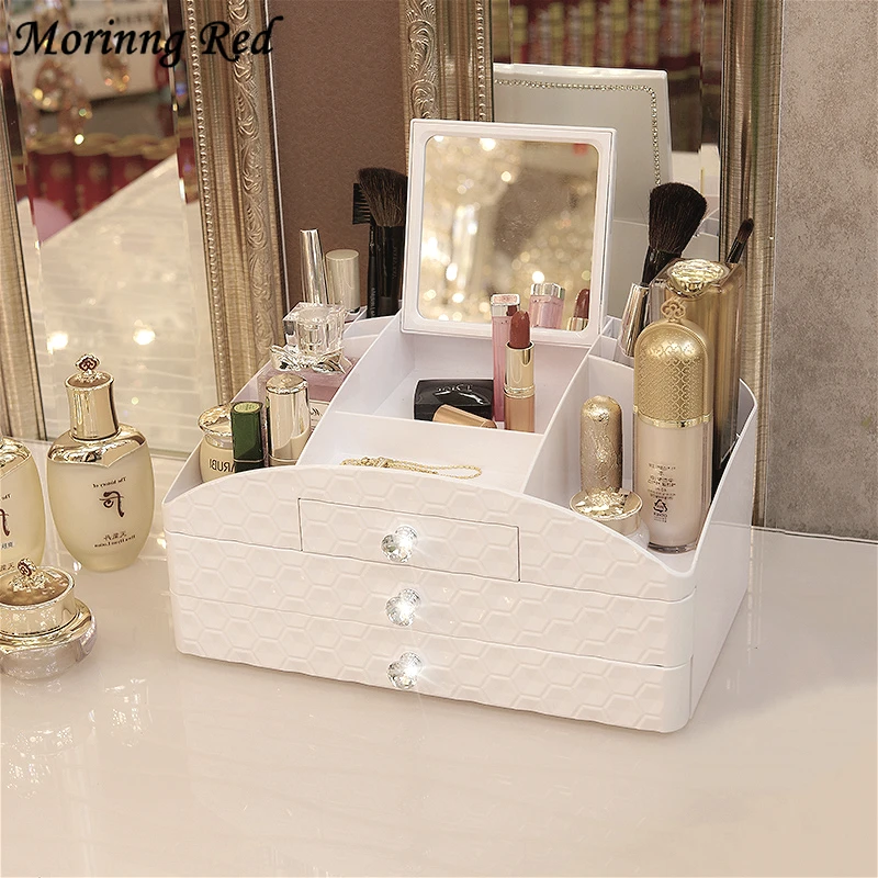 

Multi Layer Drawer Cosmetic Storage Box with Mirror Large Dressing Table Plastic Creative Jewelry Tools Makeup Organizer Limited