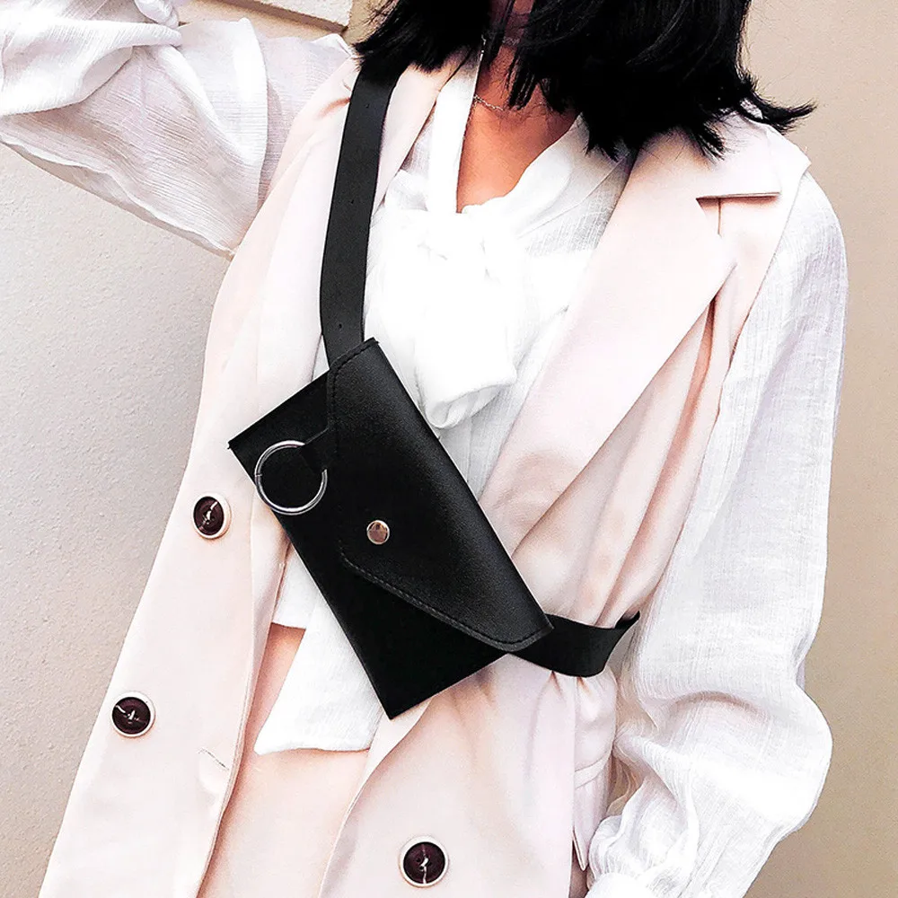 

Fashion Leather Waist Bag Chest Bag For Men Women Solid Messenger Shoulder Bag Waterproof Mini Phone Money Bags Elegant #3..45