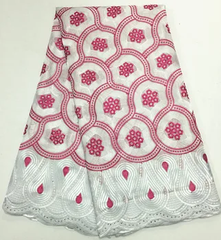 

Wholesale price embroidery Swiss voile material with stones African cotton lace fabric for dress ECP52(5yards/lot)multi color