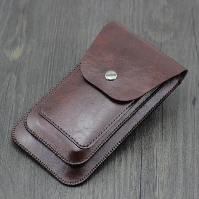 kangaroo Dark brown Мужская одежда кожаный ремень карманы Универсальный Двойной Кожаный Чехол кенгуру ретро для iphone 6 7 8 plus X XS MAX XS XR двухслойный чехол - Цвет: kangaroo Dark brown