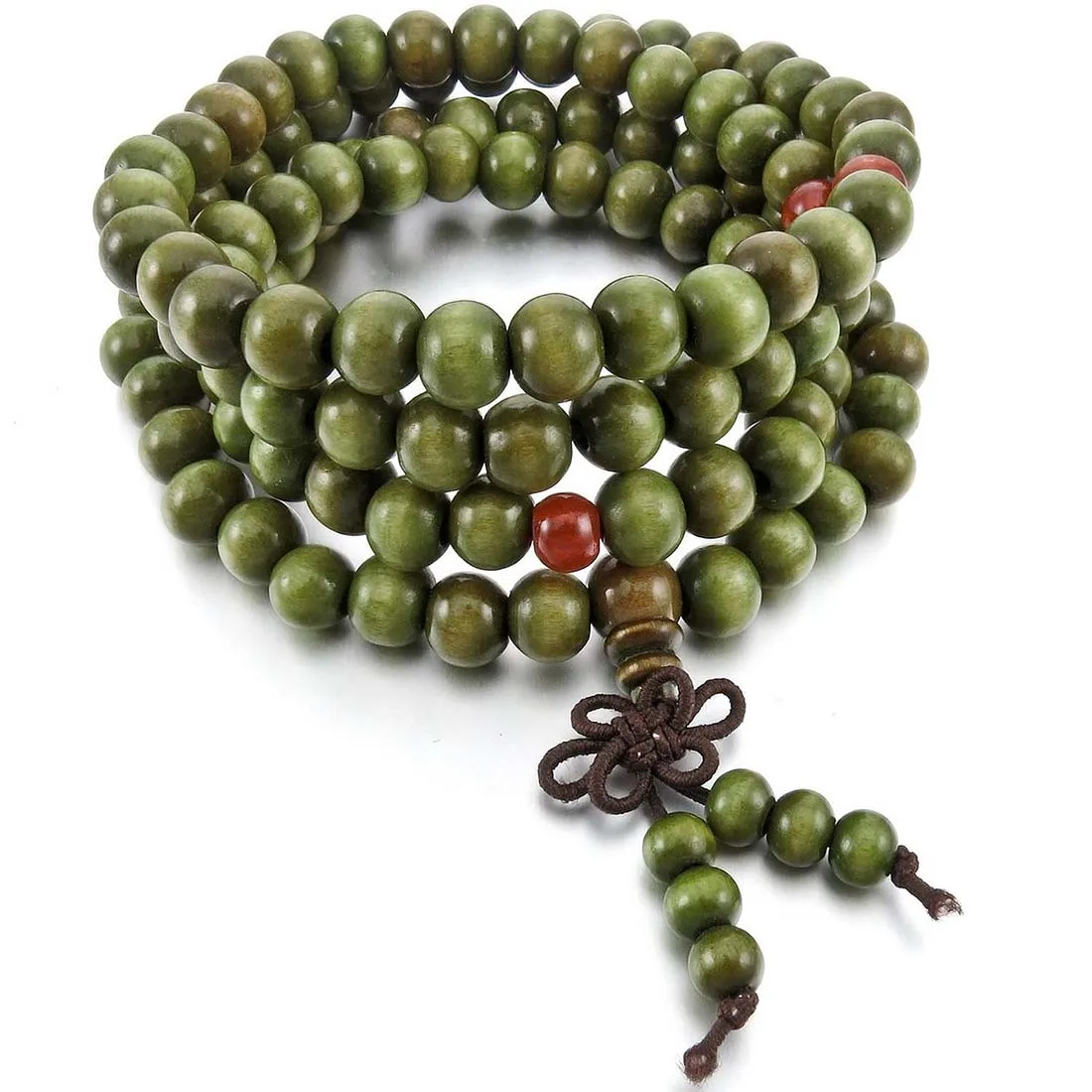 

8mm Wood Necklace Tibetan Green Sandal 108pcs Bead Buddhist Prayer Bracelet Man, Woman