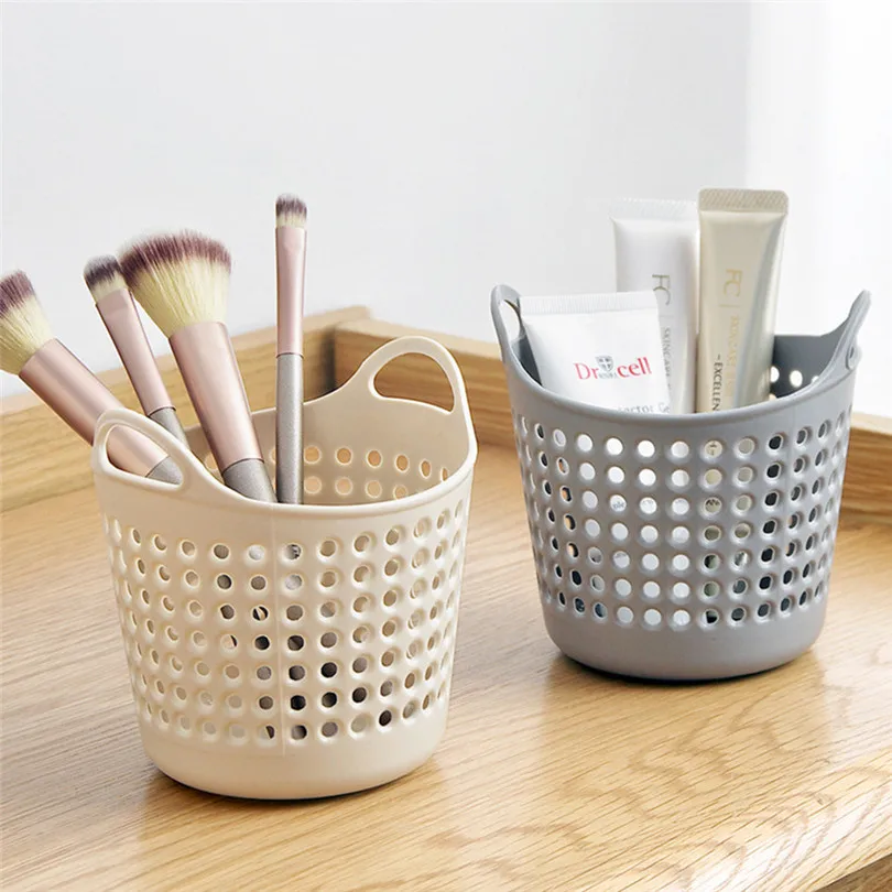 New 11.3x11cm Fashion Storage Basket Mini Desktop Storage Trash Basket Creative Trash Can Bath Toy Storage Baskets #4j03 (2)