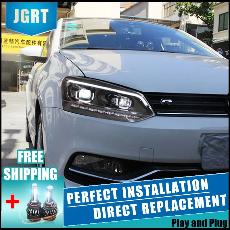  2PCS LED Headlights For VW Polo 2011-2017 Car Led Lights Double Xenon Lens Car Accessories Daytime  - 32889567656