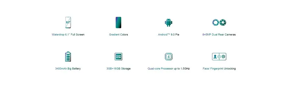 Doogee Y8 Android 9,0 экран капли воды смартфон градиент задняя крышка 3+ 32 ГБ 3400 мАч 4G ПУСТЬ 19:9 6," HD мобильные телефоны