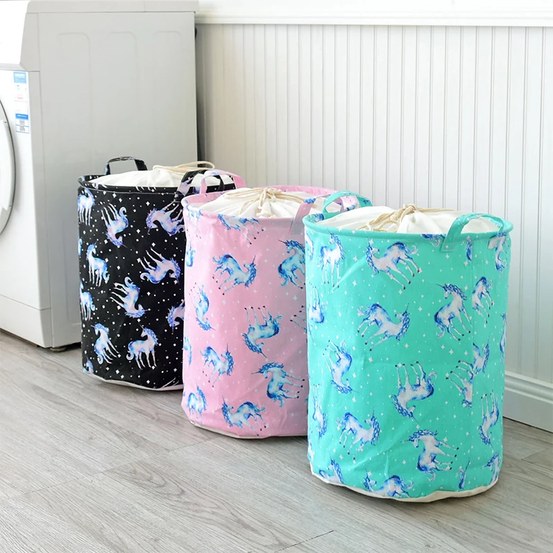 Cute Folding Waterproof Dirty Toy Clothe Laundry Basket Cotton Linen Office Home Sundries Storage Holder Organizer Project Box