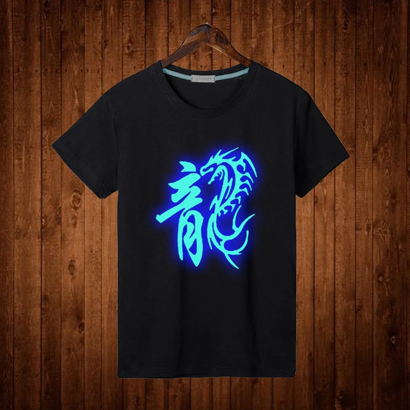 Dragon T Shirt Glow Fashion Mens Black Color Dragon Logo Noctilucent T Shirt Top Tees Tshirt Unisex Glow Dragon Clothes T Shirts Aliexpress