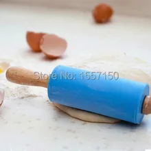 Красочные 22 см деревянной ручкой скалка для выпечки набор инструментов для теста для лепки силиконовая Скалка