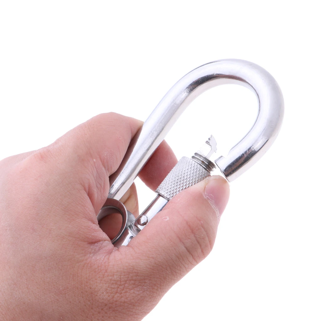 Outdoor Sports Safety Carabiner Clip Snap Hook Spring Loaded Stainless Steel Eyelet Camping Hiking Hardware Small Tools