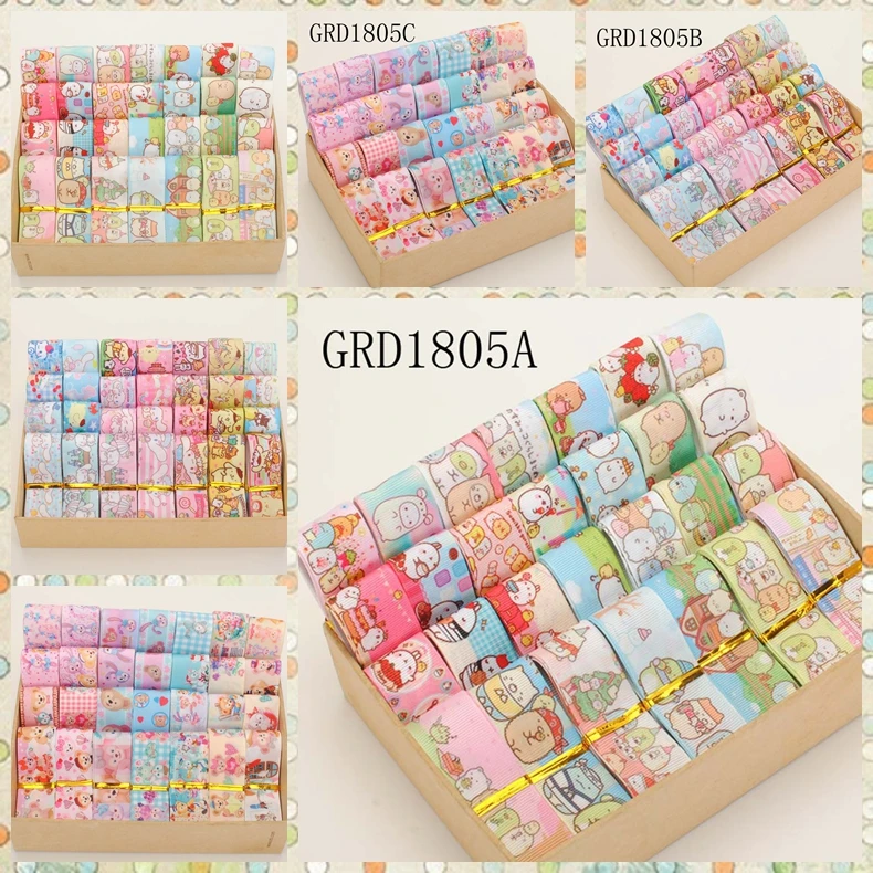 

NEW 22/25mm random set mixed hot sales Japanese cartoon pattern printed grosgrain ribbons ,1Y/style