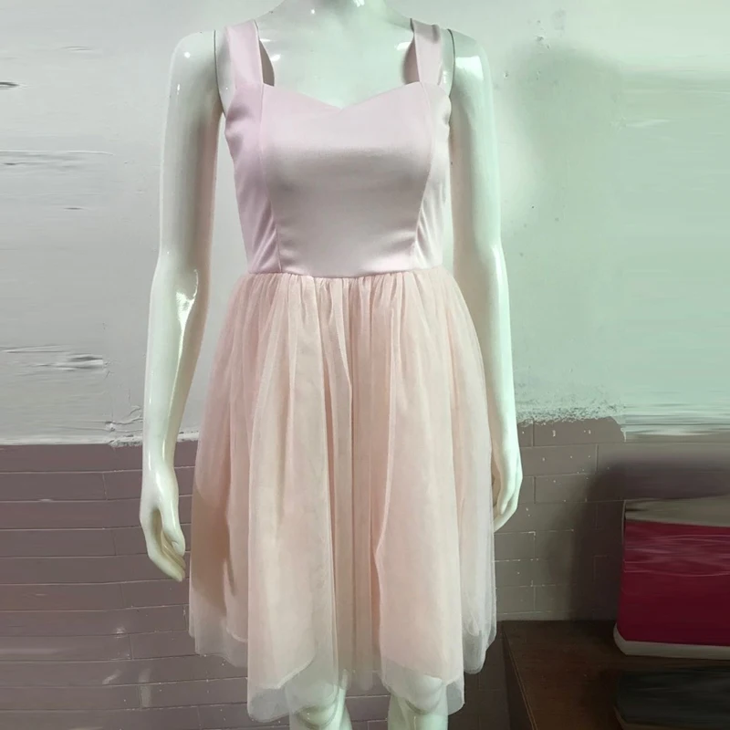 Женское сексуальное летнее Тюлевое платье без рукавов на бретельках, мини-платье для женщин с открытой спиной, элегантное бальное платье на бретельках-843948