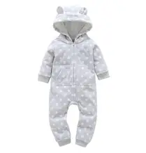 Christmas 2018 orangemom Bear Baby Clothing Thickening fleece baby rompers cartoon Hooded Jumpsuit for baby girl