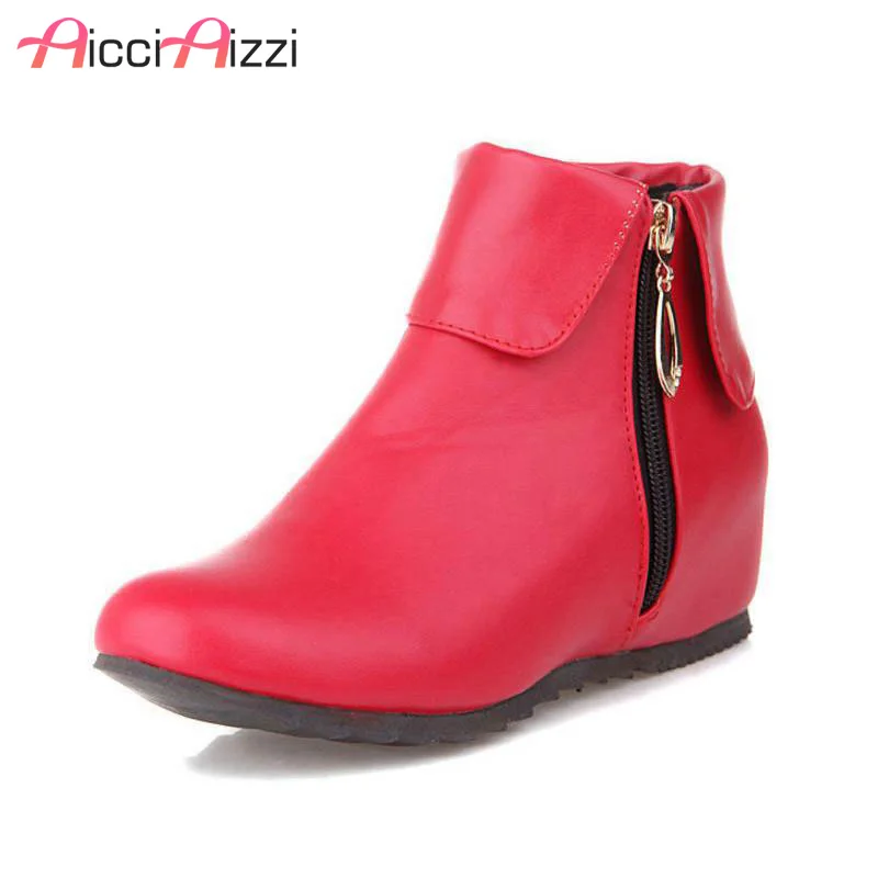 

size 32-50 women flat ankle boots autumn winter warm botas sexy zipper leisure martin boot woman quality footwear shoes P21826