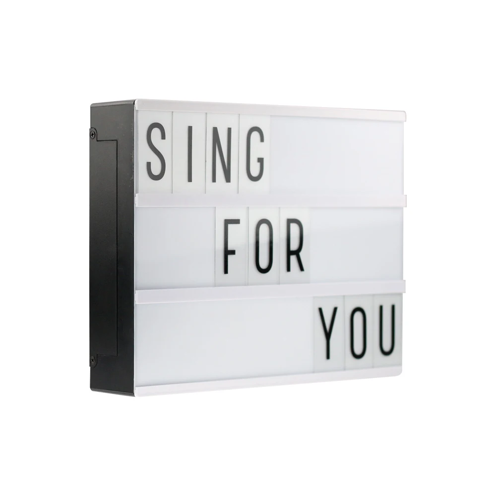 A4 size LED Cinematic Light Box with 85 PCS BLACK Letters Cards