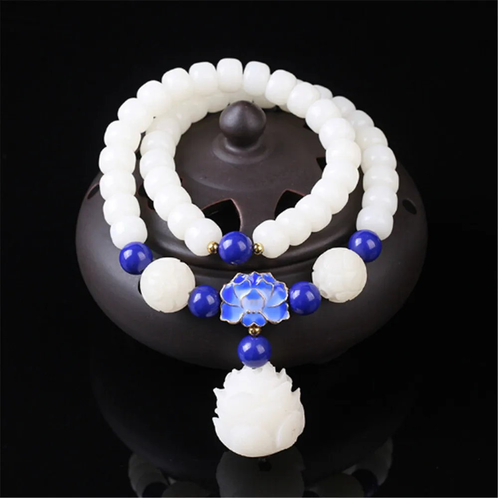 Новый модный браслет из натурального белого корня Бодхи один круг DIY Mala Beads