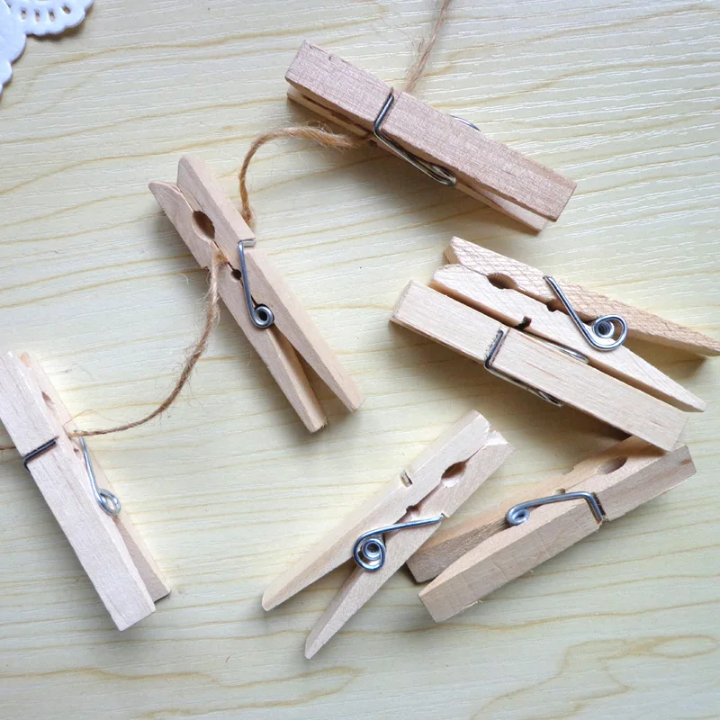 50pcs Big Size Natural Wooden Clips For Photo Clips Clothespin Craft