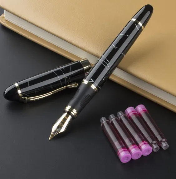 JINHAO X450 классический цвет красного вина M перьевая ручка офисные школьные канцелярские принадлежности Ручки для письма чернила подходят подарок на день рождения и 5 шт чернил - Цвет: Q