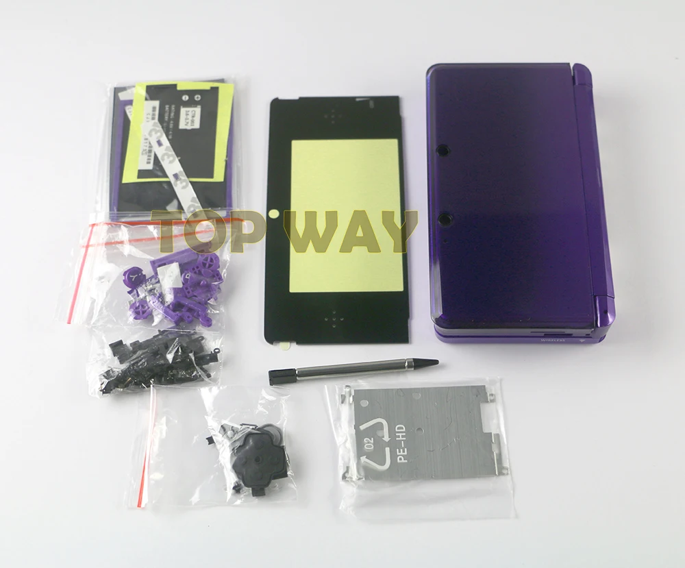 5 компл./лот полный комплект чехол, корпус крышка для NAND 3DS высокого качества с кнопкой резиновые части металлический стилус