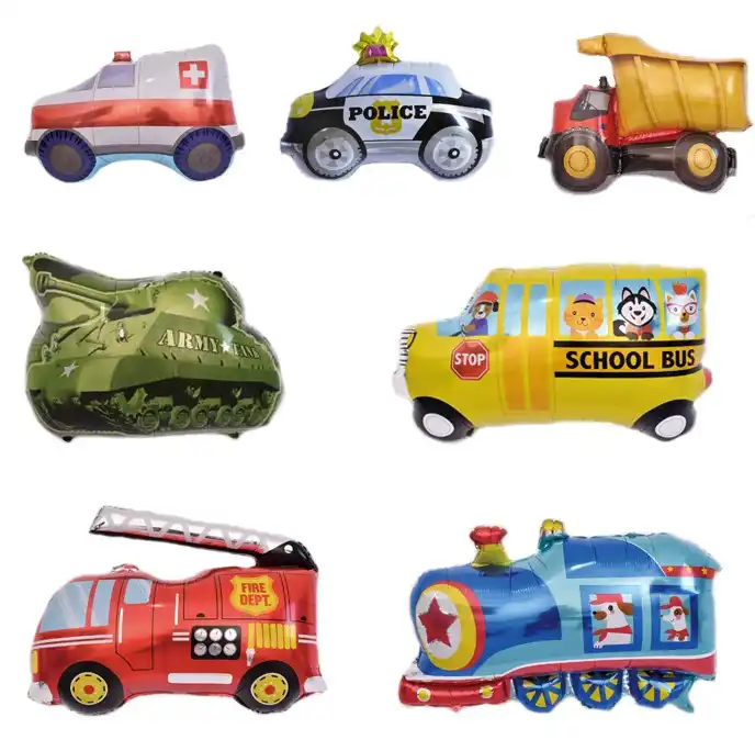 Jumbo 30 Inch Big Train Policeman Car Tank Ambulance Fire Engine Truck Balloon Birthday Party Decoration Toys For Kids Car Balon