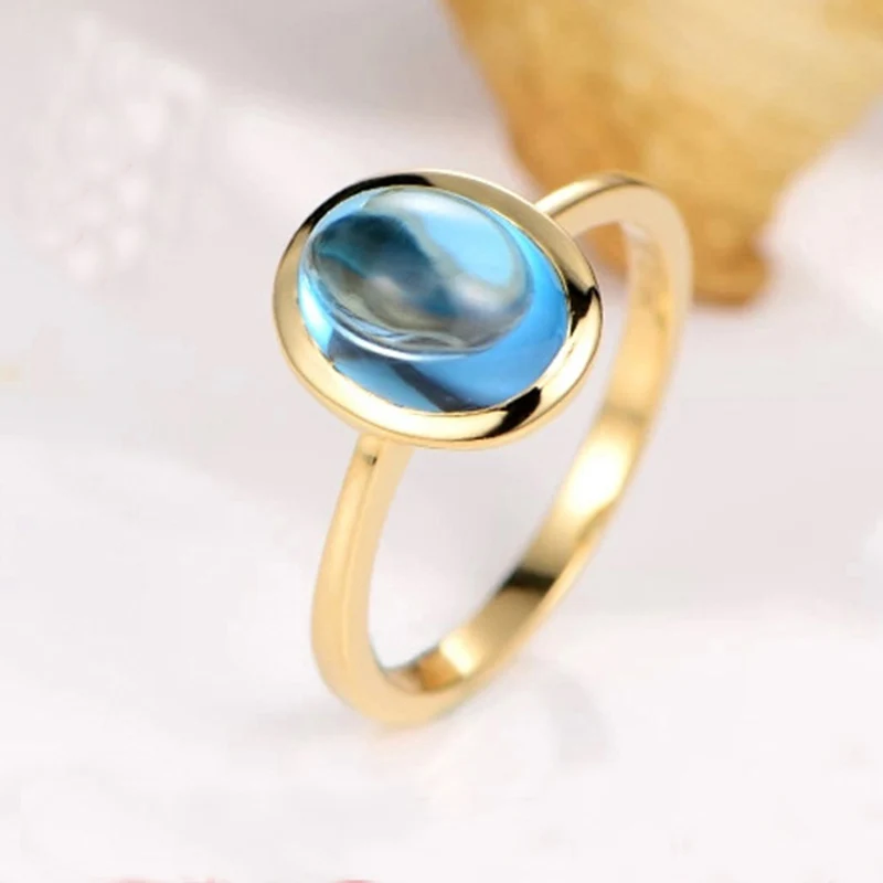 topaz plain ring 18k gold women