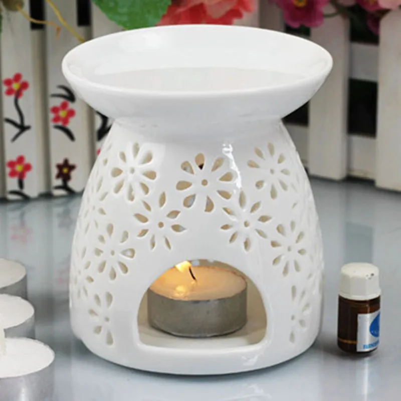 Manual hollow carved white ceramic burner Japanese incense burner