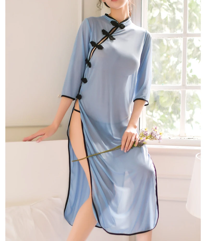 Новое Сексуальное эротическое перспективное сексуальное платье Чонсам с стринги для женщин MingGuo сексуальный костюм бебидолл Мода Vestidos NY0285