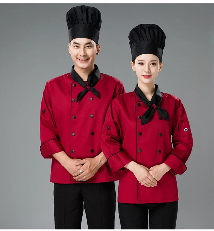 Одежда для шеф-поваров с длинными рукавами Осень и зима одежда мужчины и женщины Отель Ресторан Кухня Шеф-повар комбинезоны