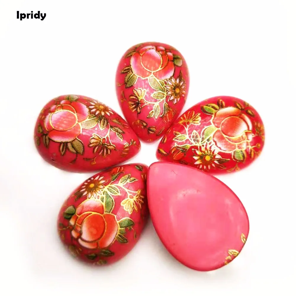 

10 Pcs/lot 18x25mm Japan Painting Drop Beads, Flat Tteardrop Beads with Vintage Japanese Colored Drawing for DIY Jewelry Making